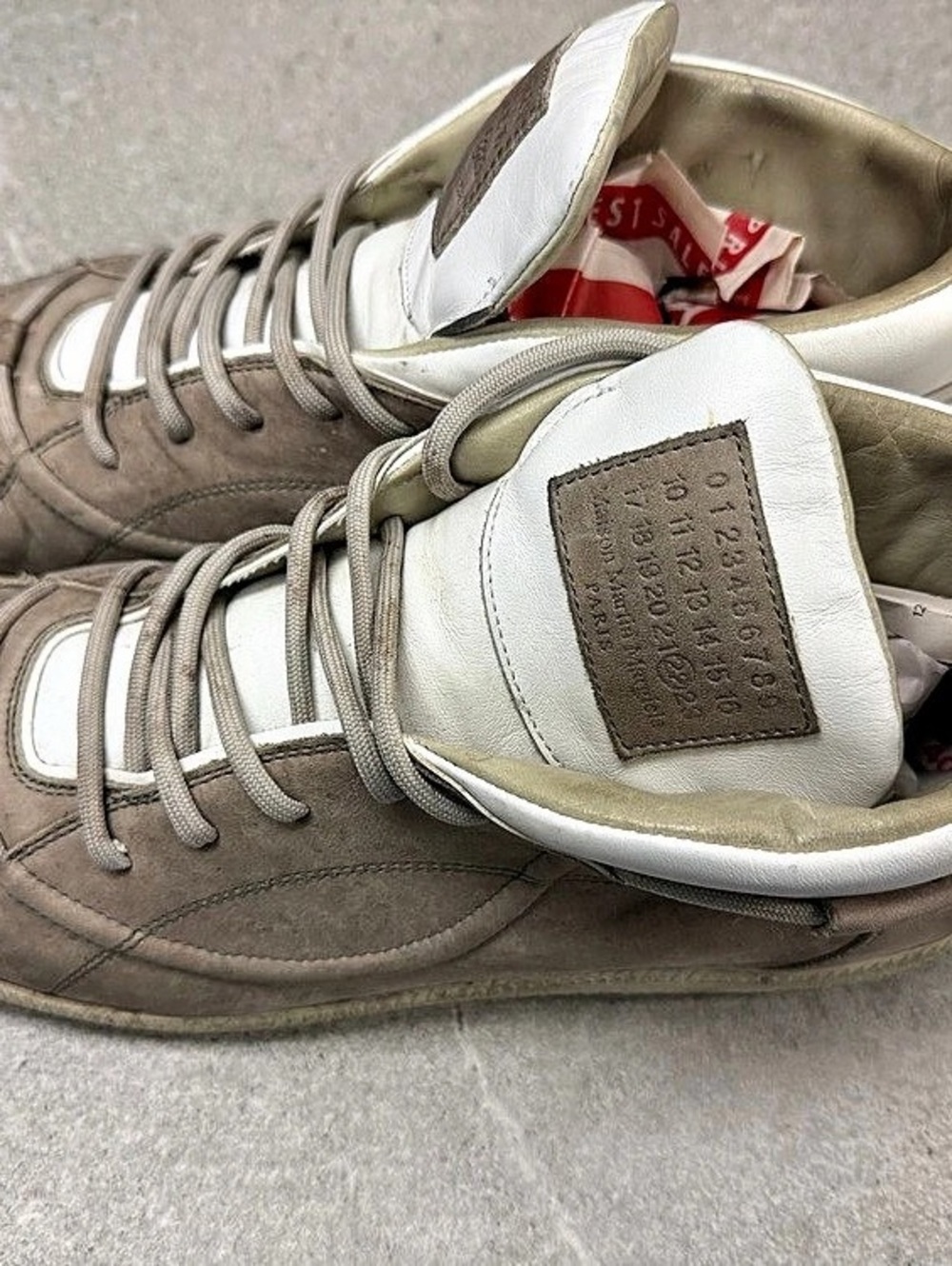 Maison Margiela High Top Sneakers Brown & White EU 45
